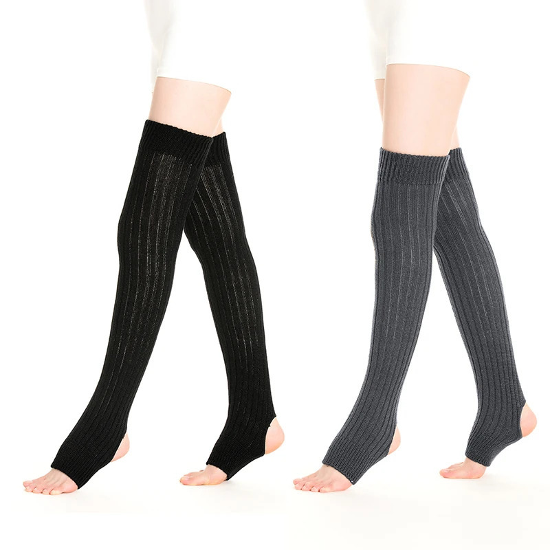 AOTOLK Leg Warmer Sexy Socks Over Knee Stockings Winter Warm Soft Gaiters Leggings Hollowed Foot Heel Female Long Sock 250703
