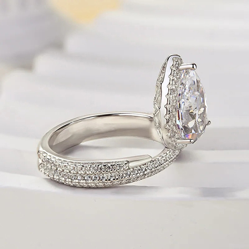 2025 Choucong Ins Top Sell Sparkling Luxury Jewelry 925 Sterling Silver Fill Pear Cut 5A Cubic Zircon CZ Diamond Gemstones Party Eternity Women Engage
