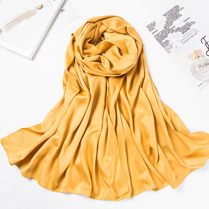 T1210 large square scarf matte satin silk scarf female fashion simple solid color silk headscarf shawl