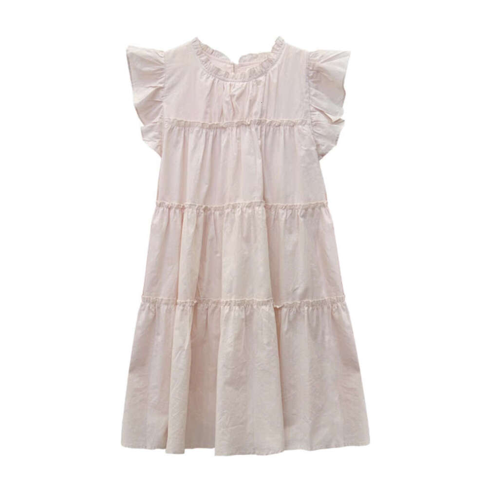 Sweet Gentle Pink Flutter Sleeve Women Summer New Loose Slimming A-Line Short Dress For Petite Figures B5