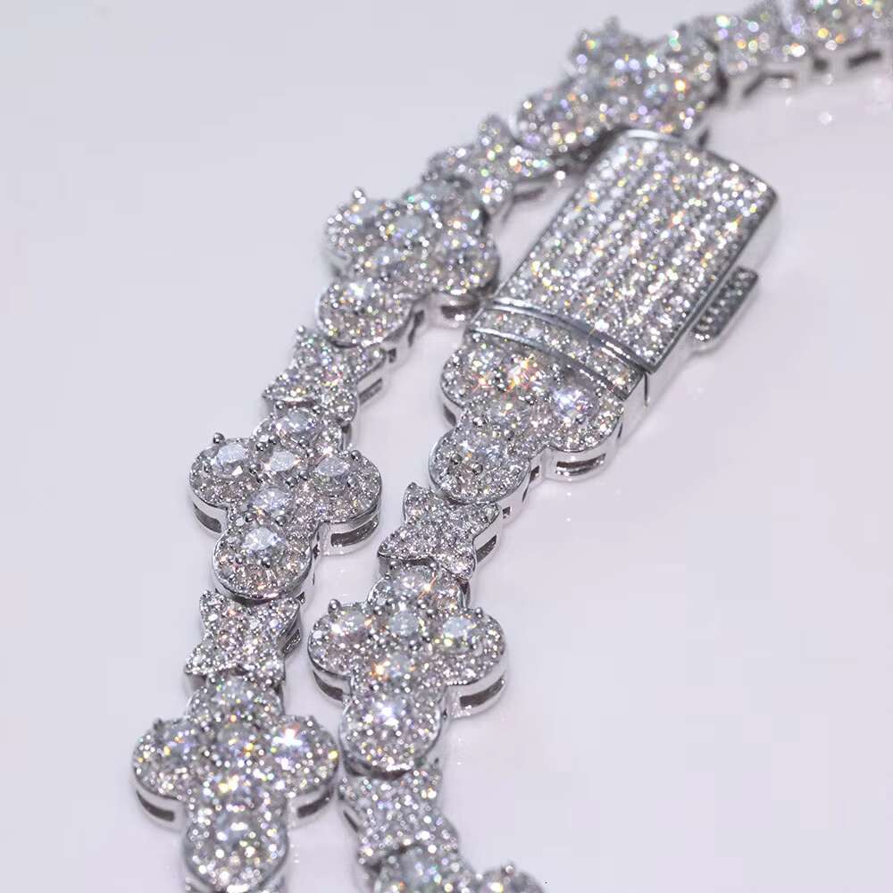 NUOYA Customizable 925 Sterling Silver Bracelet VVS Moissanite Gold Silver Cross Bracelet for Women Fine Chain Link Jewelry