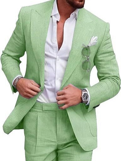 Summer Men Linen Suits Purple 2 Piece Beach Wedding Tuxedos Peaked Lapel Groom Man Casual Slim Fit Male Suit only Blazer 250222