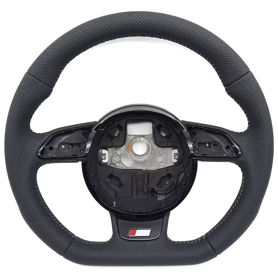 For Audi S RS SLINE logo A3 8V A4 B8 Custom fully perforated leather steering wheel stitching color can be customized