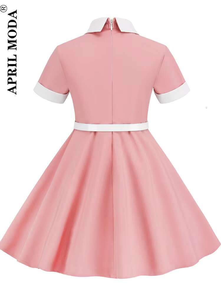 2025 Little Girl Vintage Party Dress Patchwork Solid Summer Dresses Robe Pin Up Retro 50s 60s Rockabilly Pinup Sundress Vestidos dongdumaoyi