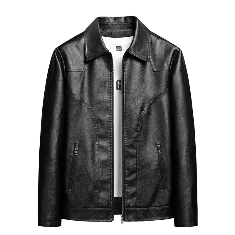 mens trendy coat leather jacket PU jacket black light green optional Asian size M-7XL 250708
