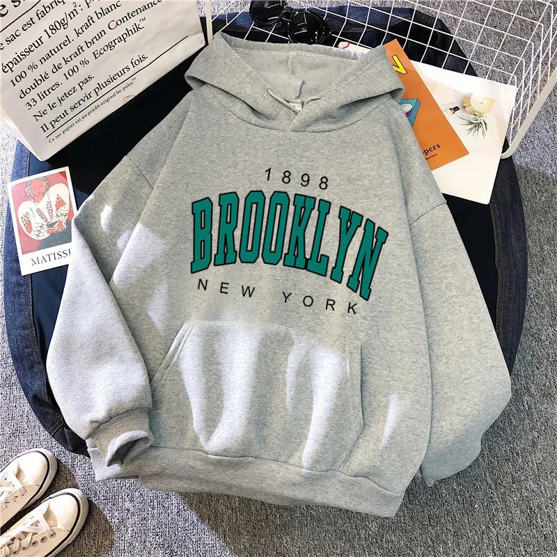Spring and Autumn Winter Fleece Loose Womens Hoodie Selling Brooklyn Printed Couple Sweatshirt Coat 250707