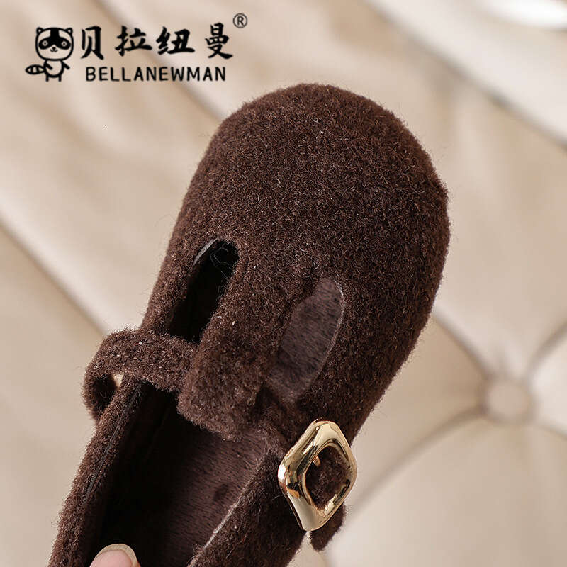 Girls Mary Jane Princess 2024 Autumn Winter New Children's Flat One-Strap T-Grandma Single Shoes
