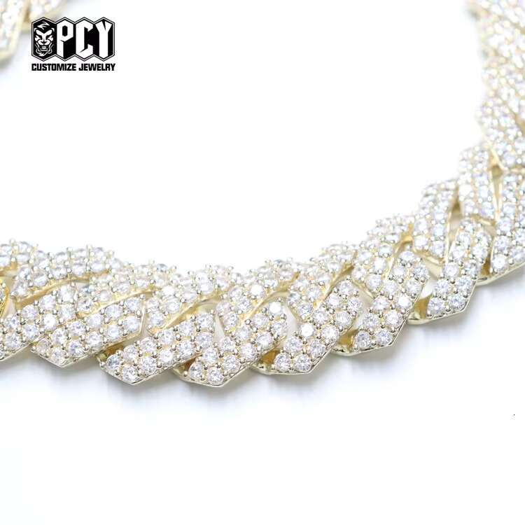 Fashion Jewelry Necklaces Hip Hop Diamond Cuban Link Chain Gold Plated 925 Sterling Silver Necklace Diamond AAA+ Zircon for Men