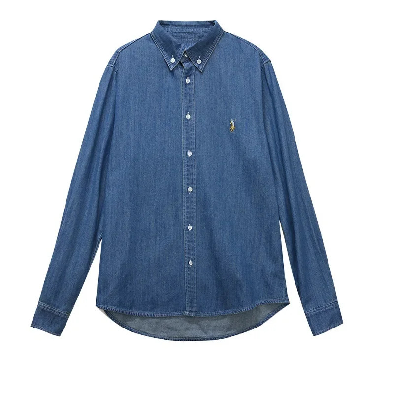 2024 American Style Vintage Denim Shirt Womens Zhengxiu Crystal Same Small Horse Embroidery Casual Jacket 250704