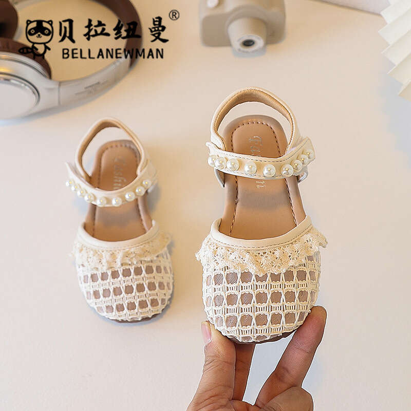 Choice Girls Sandals 2025 Summer New Korean Style Children's Fashion Beaded Closed-Toe Princess Baby Shoes