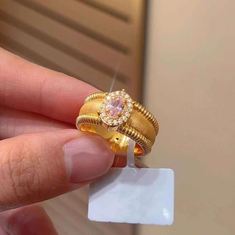 S Pure Silver Vintage Flash Diamond Wide Brushed Beaded Ring for Women