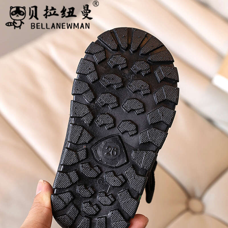 Boys' Thickened Warm Snow 2024 Winter New Girls' Black Cotton Shoes Student Short Boots for Older Children Trendy