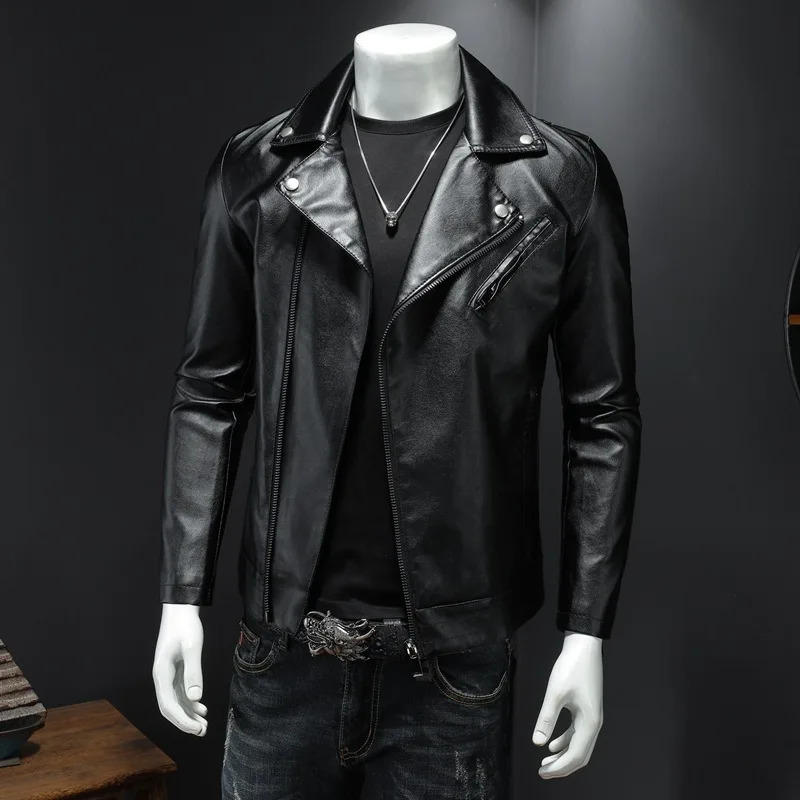 Autumn Motorcycle PU Leather Jacket Men Oversized Casual American Retro Overcoat Unisex Punk Streetwear Coats Bomber Jackets 250708