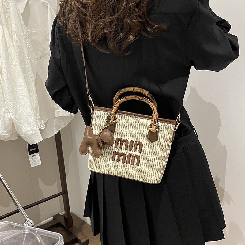 Free Shipping Designer Bag Handbag Luxury Bag For Women High-end New Trendy Bucket Bag Women's Straw Woven Bamboo Tote Bag Beach Shoulder Bag