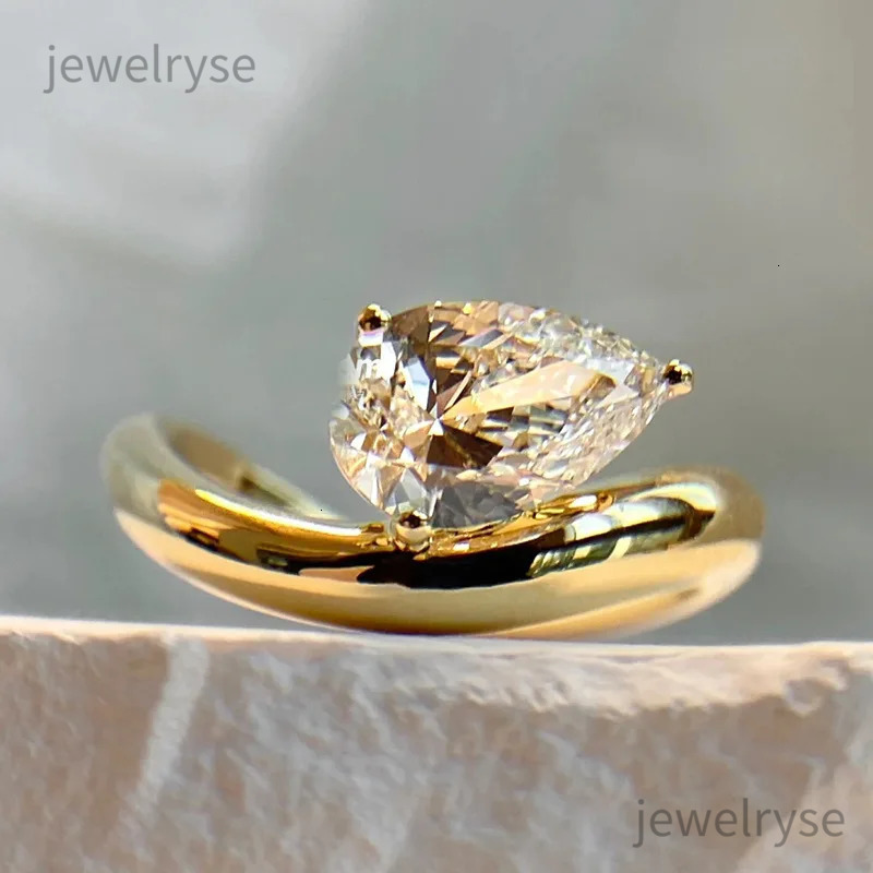 14K Gold Water Drop Mo Silica Diamond Ring 100% Genuine 925 Silver Party Wedding Ring Mens Promise Jewelry 240921