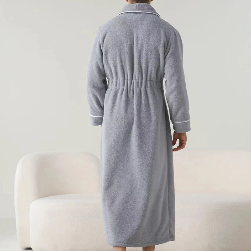Men s Plush Shawl Collar Bathrobe with Cozy Long Sleeves and Belt - Stay Warm and Stylish in this Soft Spa Robe 250710