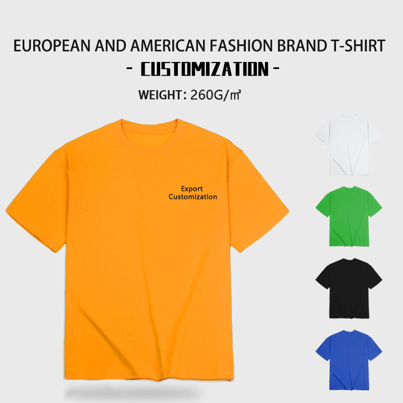 260 grams of heavy tide brand T-shirt In summer, men and women couples absorb moisture, light and breathable, solid color and versatile round neck sle