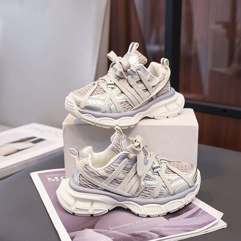 Girls' Fashion Dad 2025 Spring and Autumn New Korean Style Children's Color Block Sneakers Boys' Lightweight Running Shoes