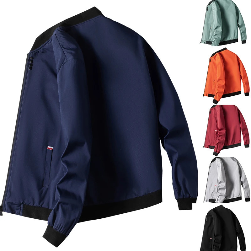 M-4XL Mens Jacket Autumn Thin Long Sleeve Baseball Uniform Windproof Cycling Jacket Solid Zipper Casual Jacket 250708