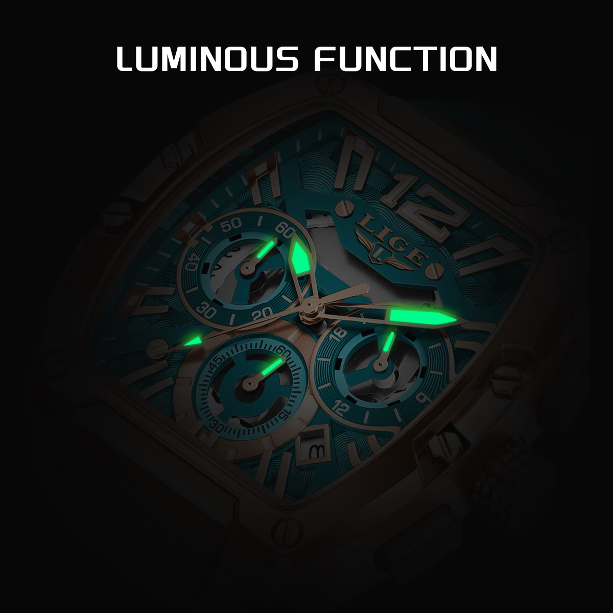 LIGE Men's Quartz Watch Fashion Business Watch Multifunctional Chronograph 24-hour Small Dial Holiday Gift Teen Watch Waterproof Watch Watch for 