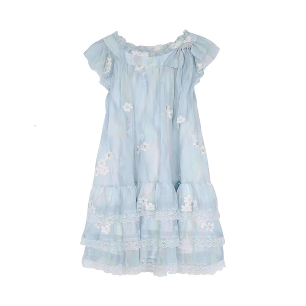 Pure Desire Sweet Little Flutter Sleeve Floral For Girls Summer Petite High-End Elegant Princess Puffy Short Dress B5