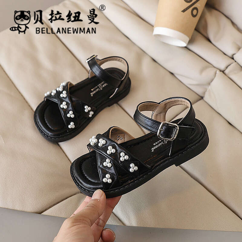 Choice Girls Pearl Small Flower Princess Sandals 2025 Summer New Children's Fashion Soft Sole Beach Shoes