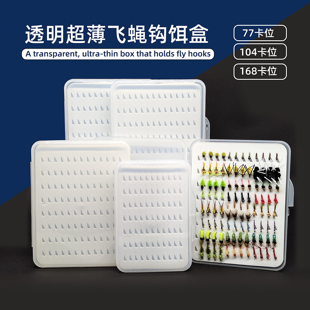 Ultra-thin transparent fly fishing bait box made of plastic PP with EVA inner lining. Fishing fly hook box accessory 240603