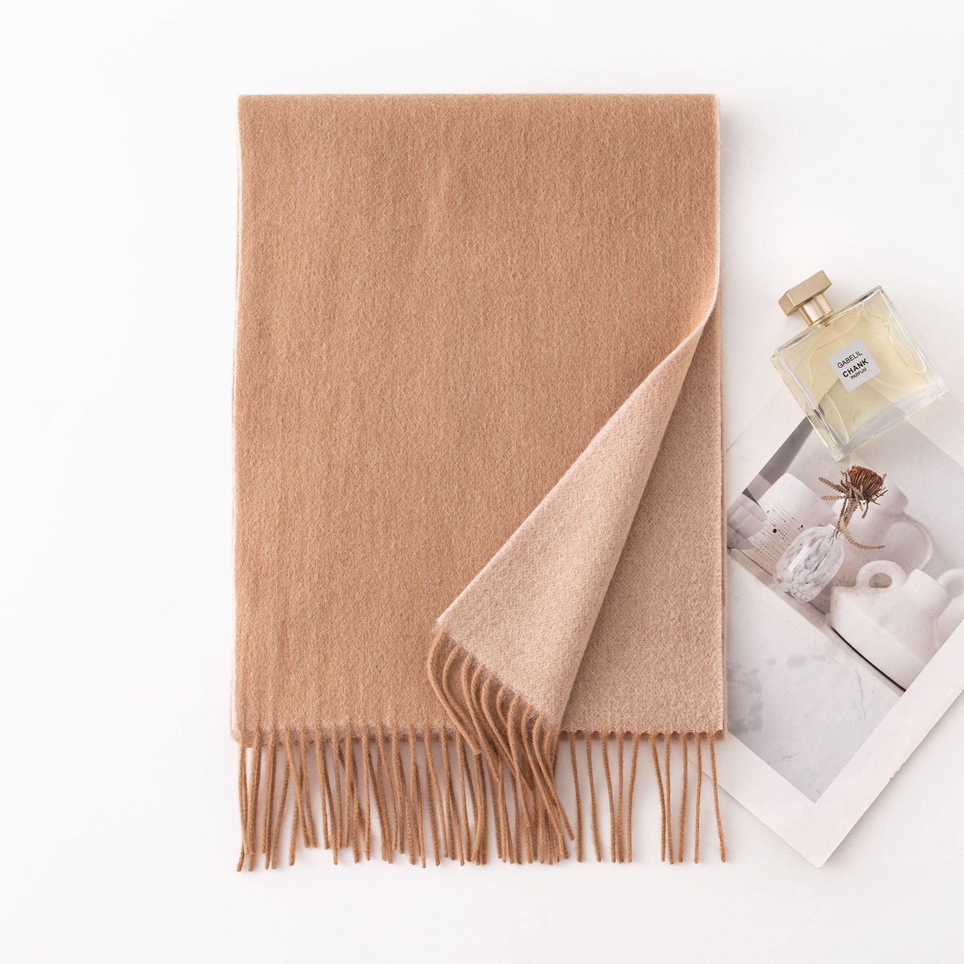 K1342 2025 scarf autumn new 100% lamb wool solid color double-sided scarf shawl high-end commuting warm neck scarf