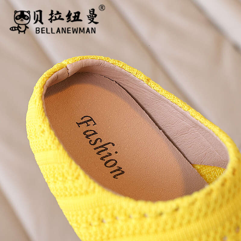 2025 Summer New Style Beach Shoes for Girls, Slip-On Lazy Sandals with Woven Toe