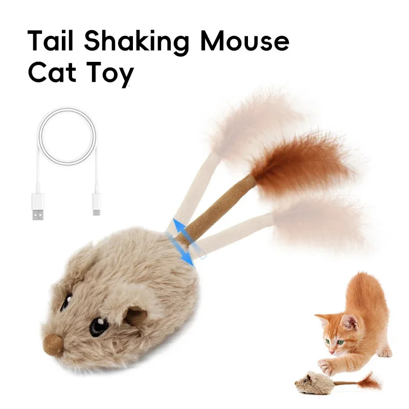 Rechargeable Motion Mouse for Kitten Mouse Sound Moving Mouse Interactive Cat Toy Sound Mouse Cat toy 250716