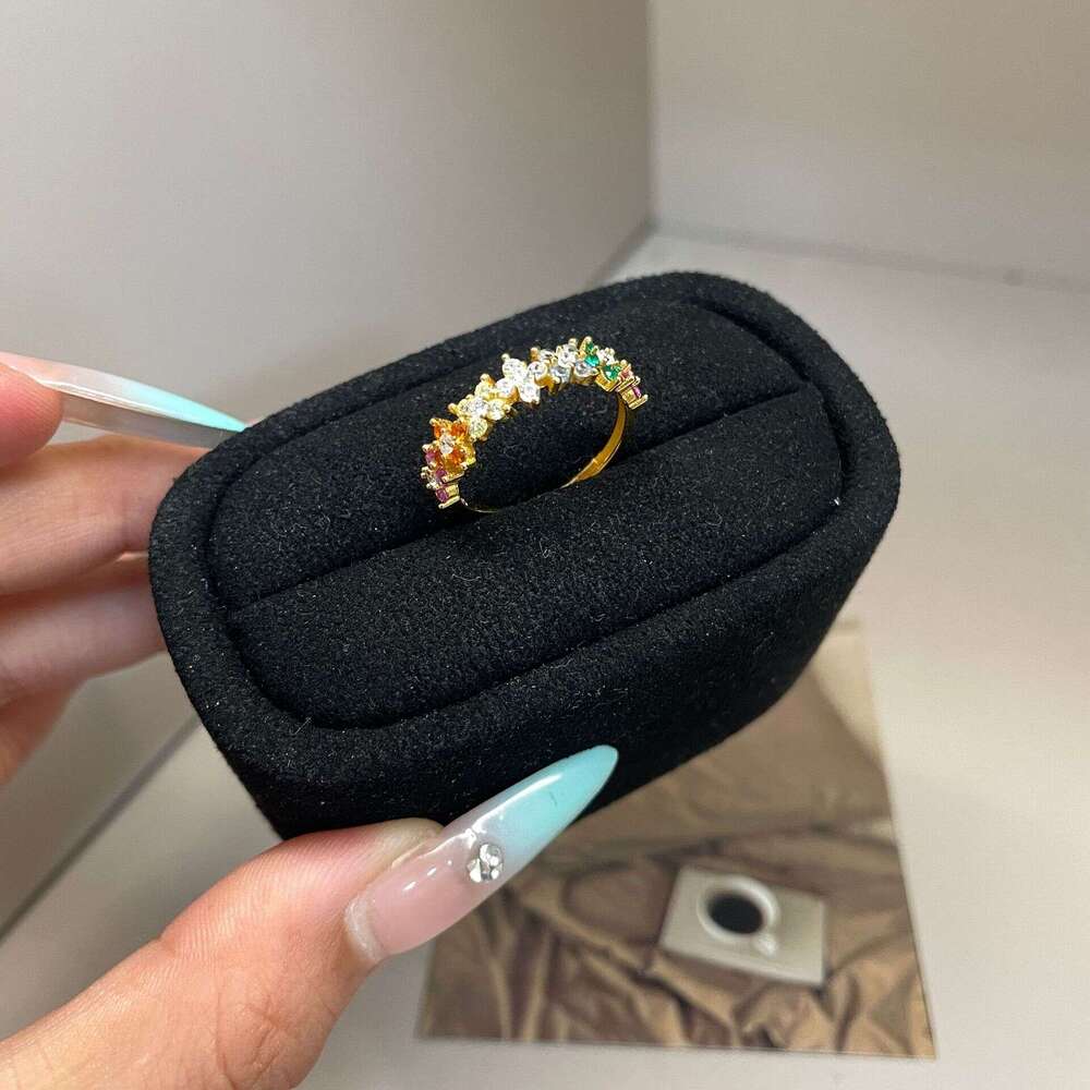 S Pure Silver Monet Garden Dopamine Niche Design High-end Elegant Versatile Exquisite Ring for Women