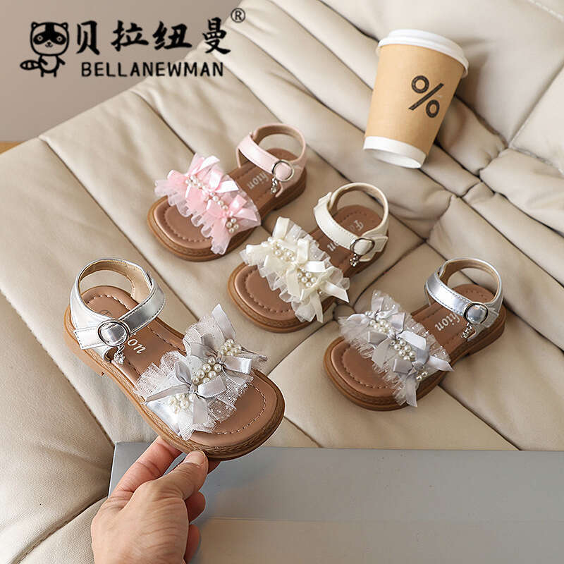 Choice Kids 2025 Summer New Girls Beaded Princess Sandals Korean Style Children's Soft Sole Fashion Beach Shoes