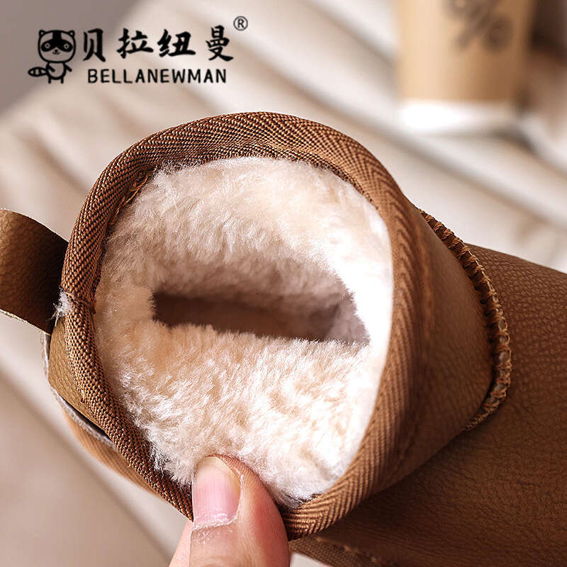 Children's Thickened Warm Snow 2024 Winter New Girls' Black Cotton Boys' Short Boots Medium and Large Kids' Shoes