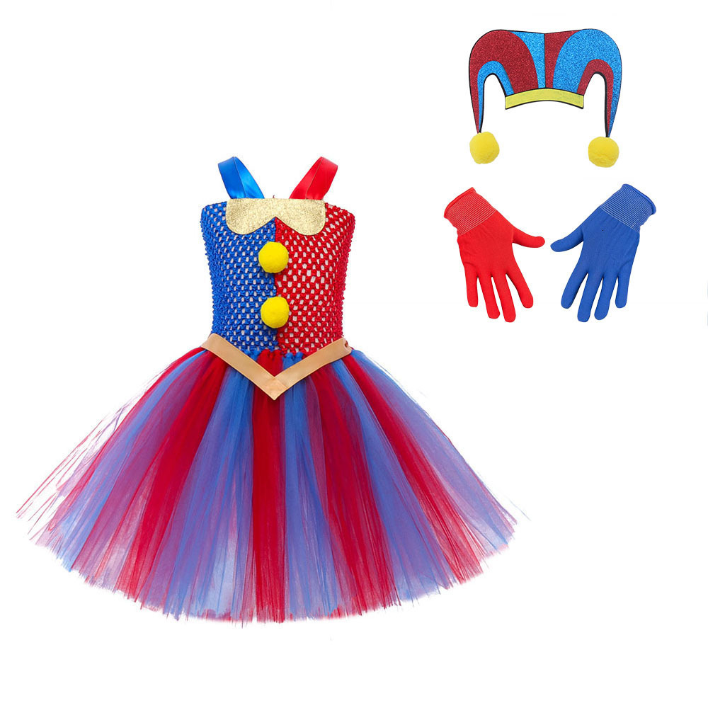 Childrens Cosplay Magical Numbers Circus Princess Dress Halloween Anime Clown Costume Tutu Dress 240329