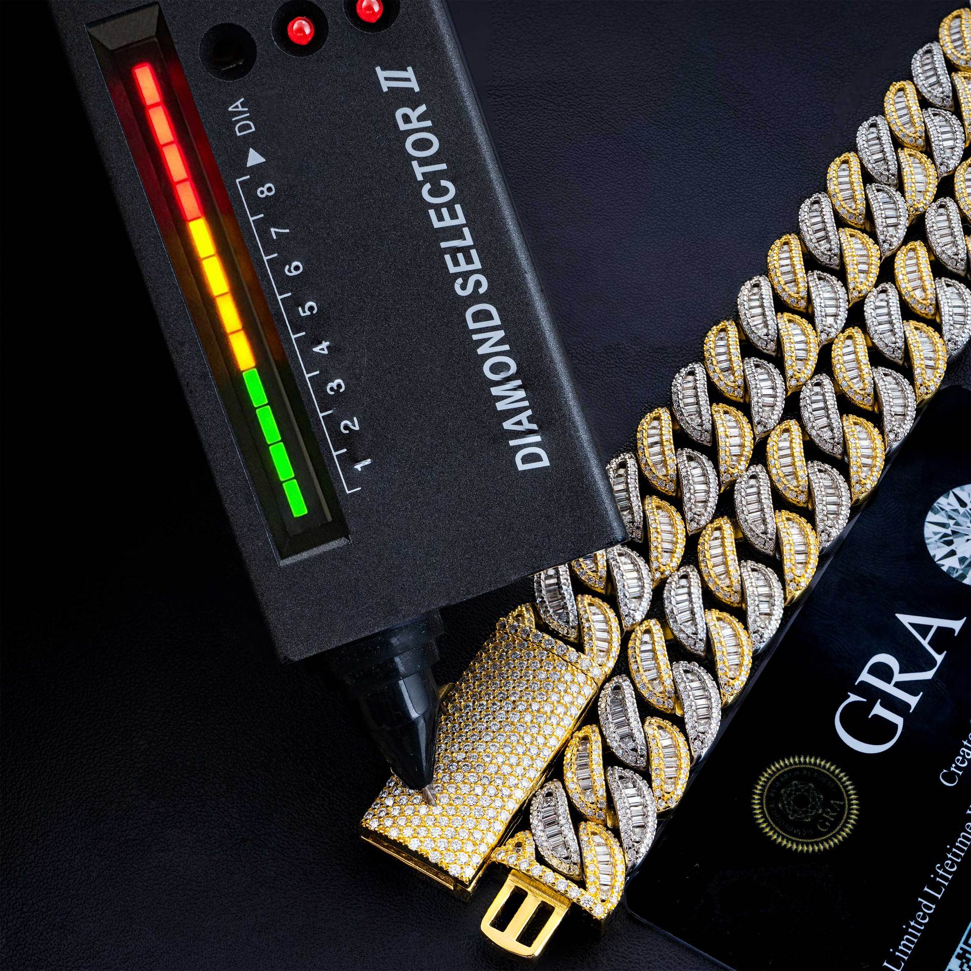 Hip Hop Jewelry Tone Two 15mm Baguette 925 Silver Iced Out Necklace Vvs Diamond Moissanite Cuban Bracelet