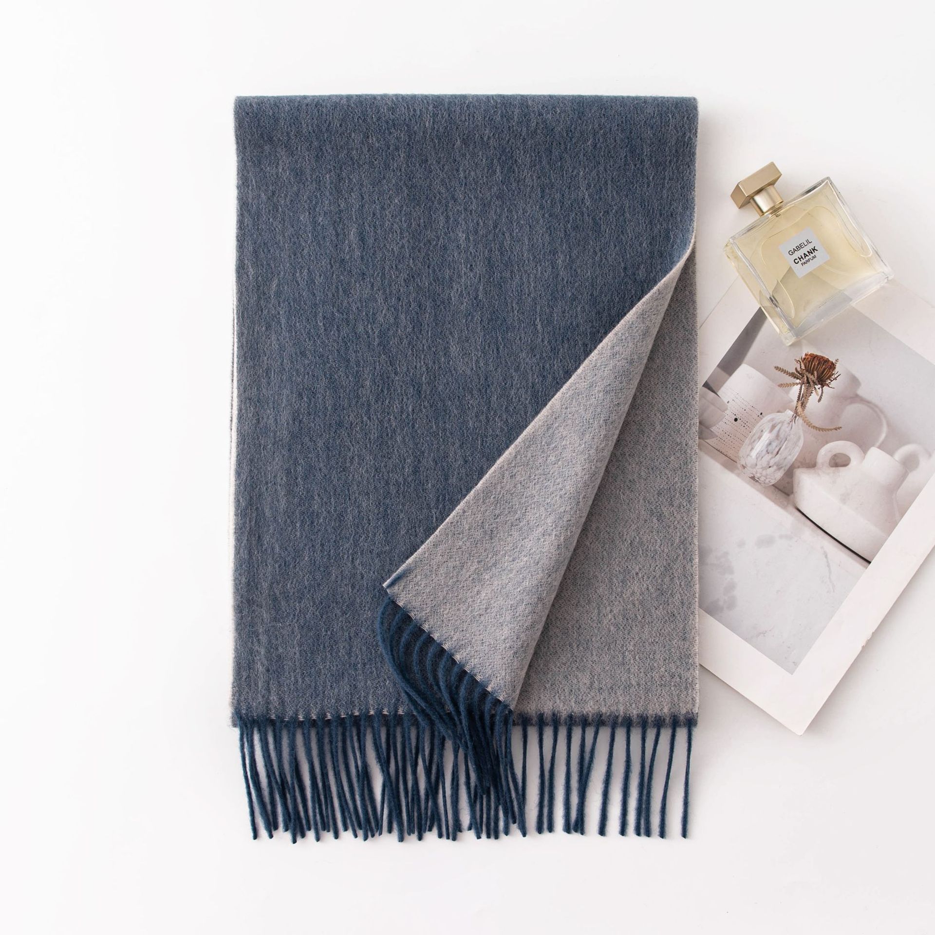 K1342 2025 scarf autumn new 100% lamb wool solid color double-sided scarf shawl high-end commuting warm neck scarf