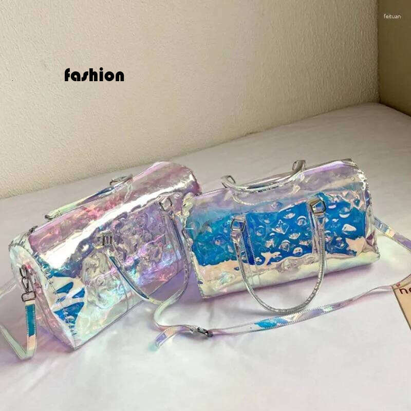 Totes Fashion Colorful Transparent Jelly Bag Laser Shoulder Women Handbag Waterproof Large Capacity Storage Travel B5 h7