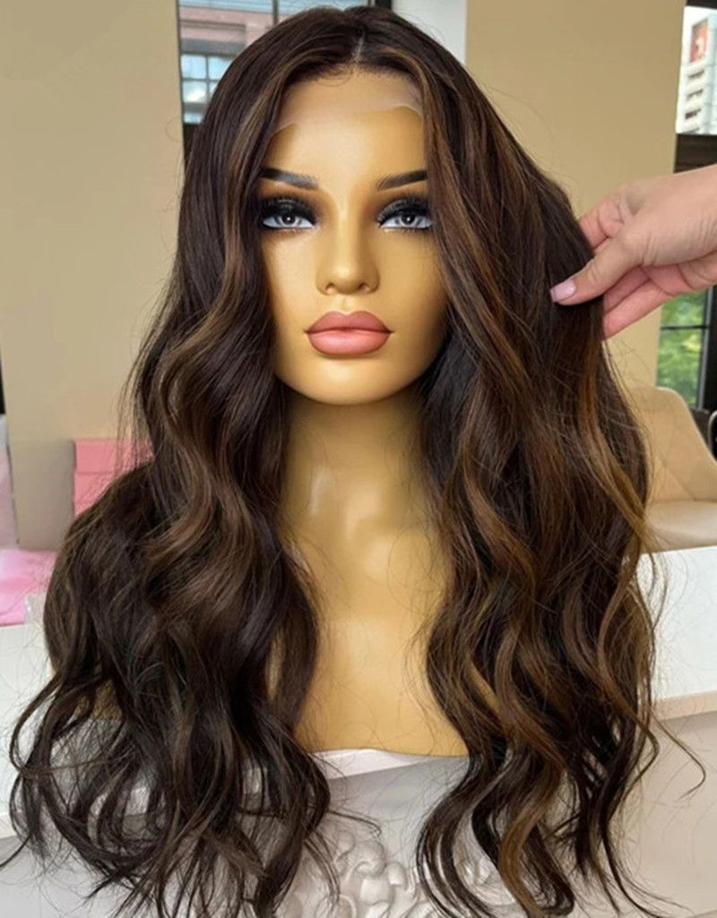 Loose deep Wave brazilian hair Full Lace human hair Wigs for Women burnette hd Lace Frontal Wig Brown LowLights Glueless Pre Plucked hd transparent la