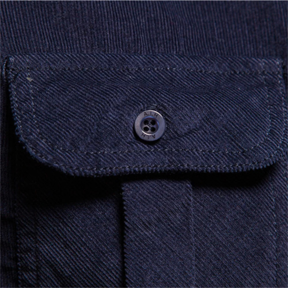 Single Breasted 100 Cotton Mens Shirt Business Casual Fashion Solid Color Corduroy Men Shirts Autumn Slim 250704