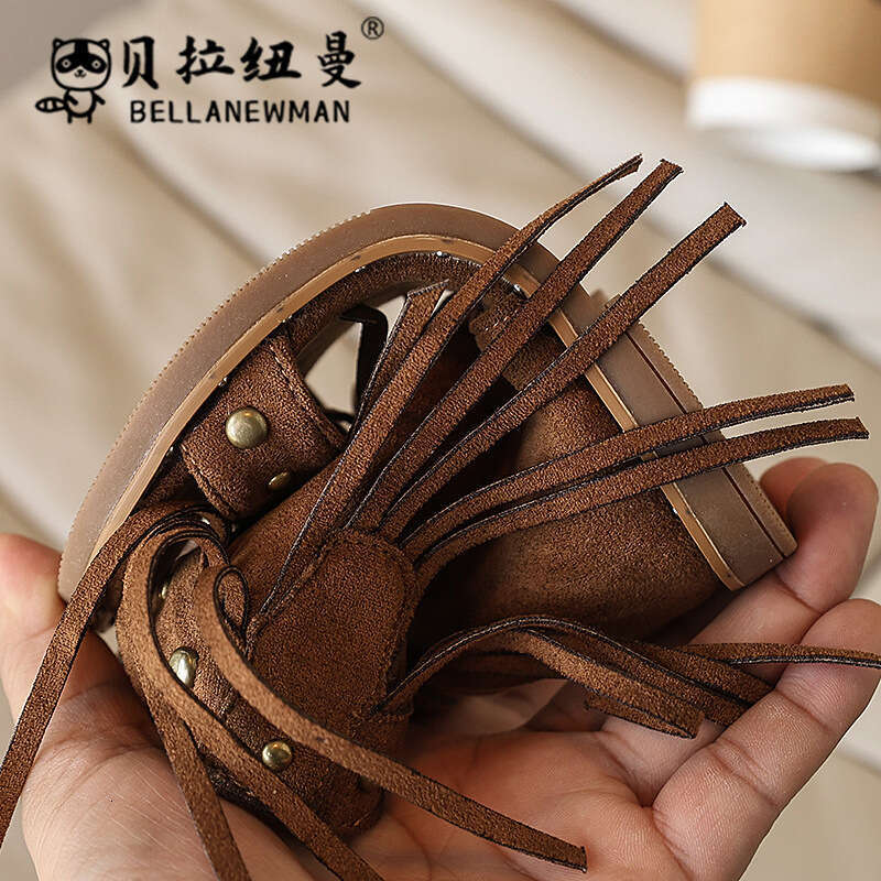 2025 Summer New Girls' Fashion One-Strap Roman Shoes Simian Style Tassel Children's Sandals