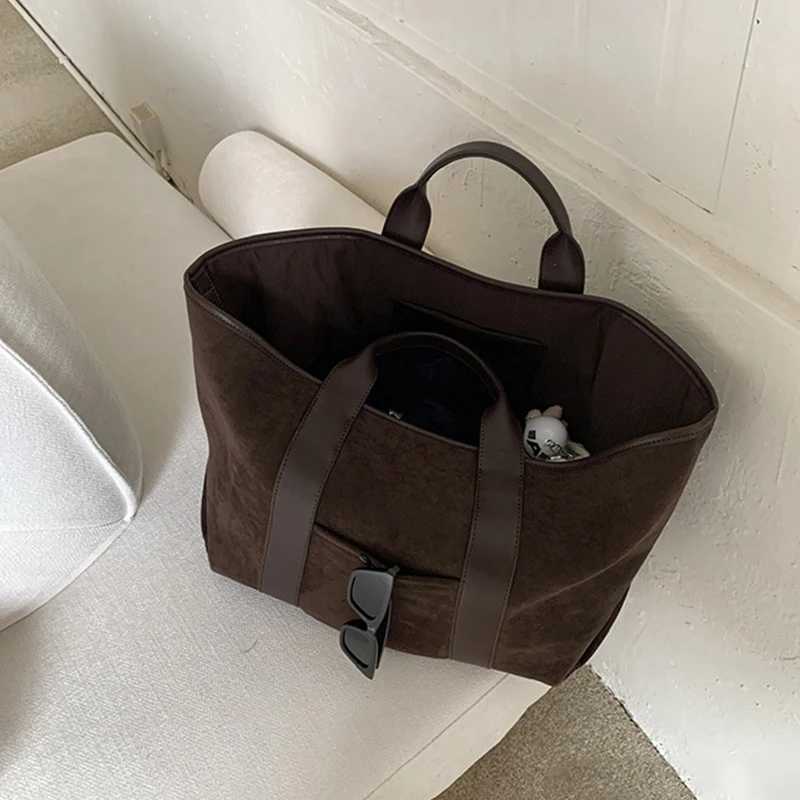 Vintage Suede Large Capacity Handbag Simple All-match Tote Bags Design Casual Top Handle Shoulder Bag For Women