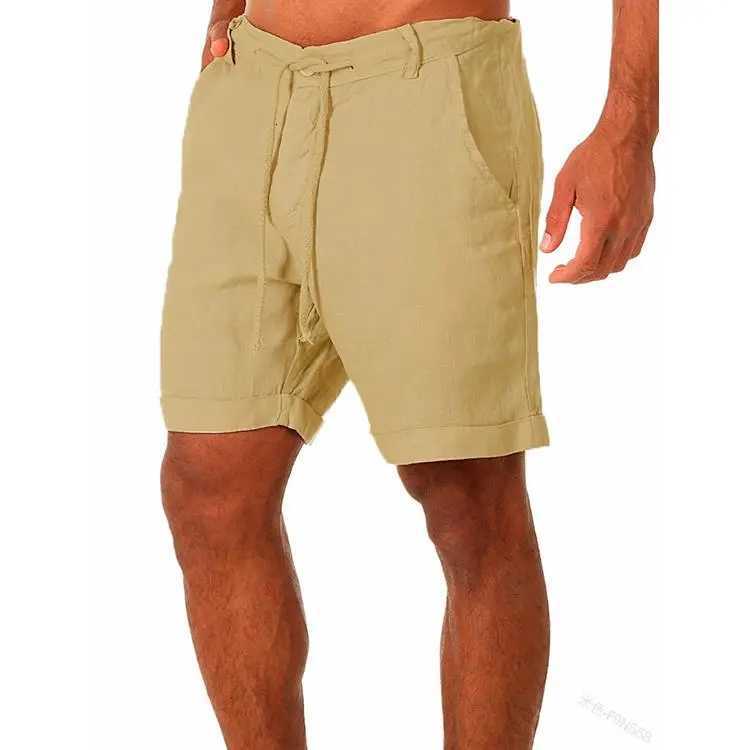 2021 Men Cotton Linen Loose Shorts Summer Male Drawstring Pocket Elastic Waist Wide Leg Half Pants BSD-ZK73 XJ250714
