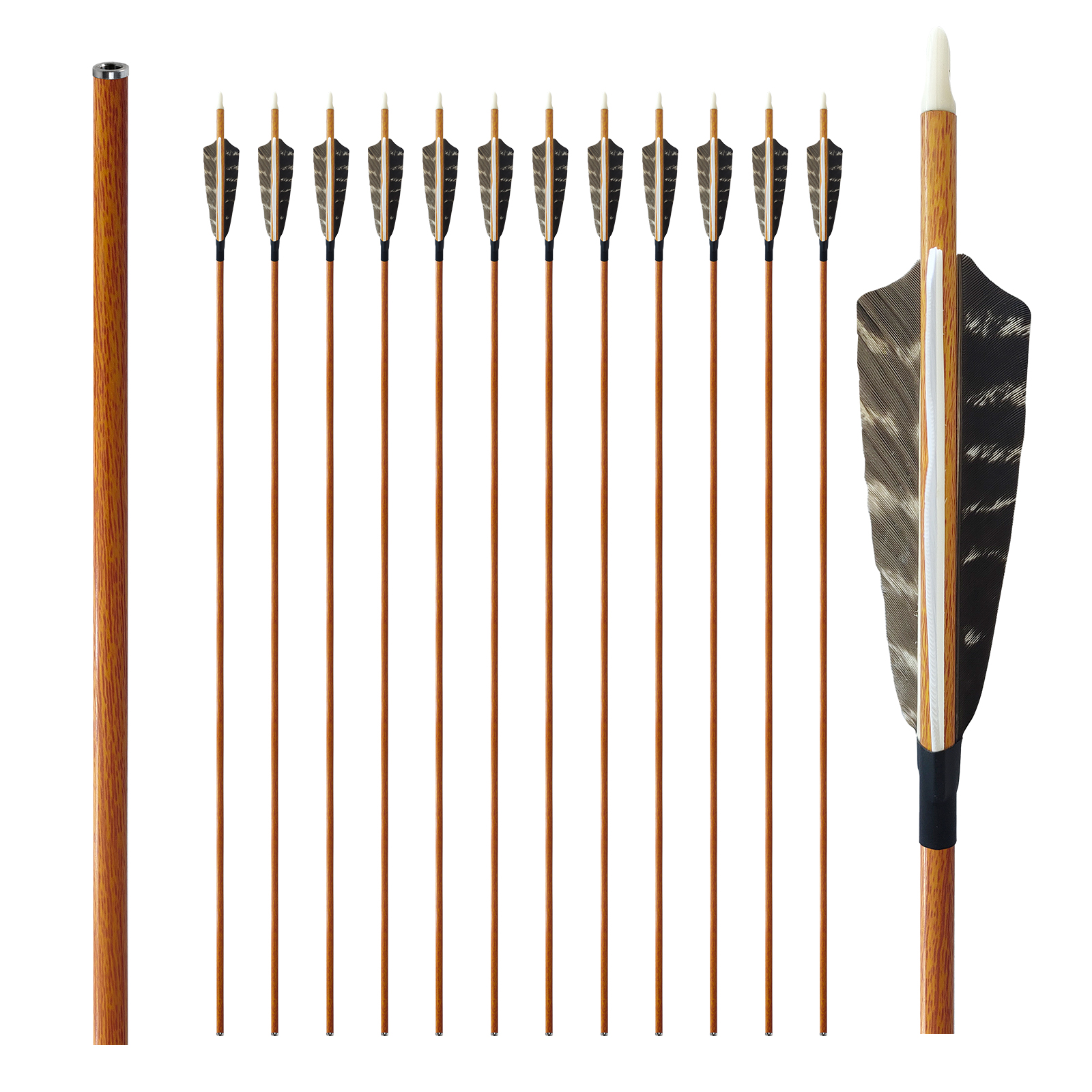 31inch Hunting Arrows Without Arrowheads Woodern Spine250-600 Carbon Fiber Archery Targeting Arrows 6.2mm Practice Arrows for Recurve Bow and Compound