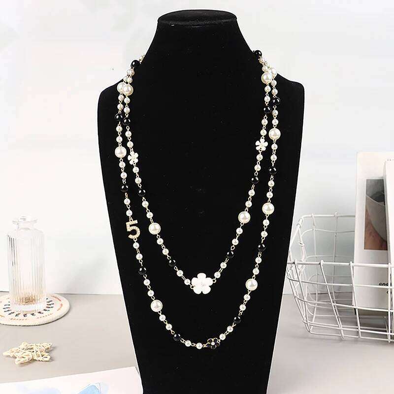 Classic Exquisite Pearl Long Sweater Necklace Fashion Lady Party Wedding Crystal Jewelry