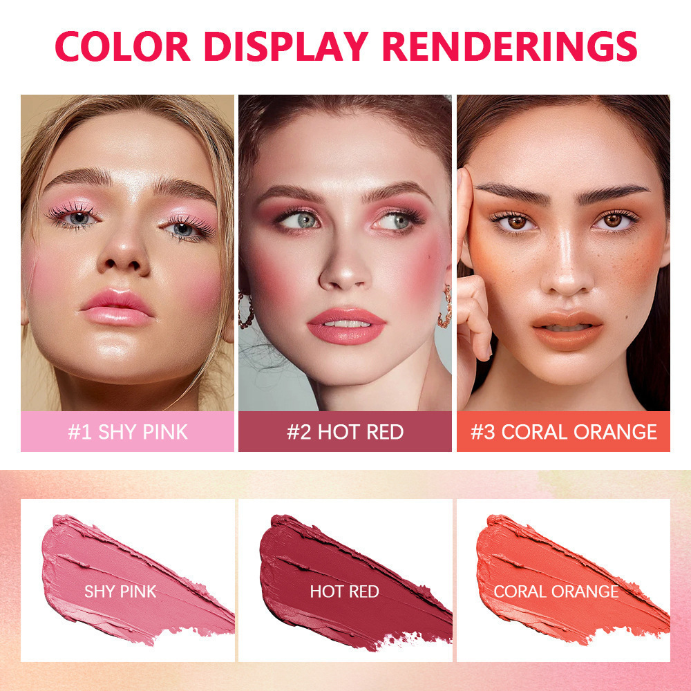 Pixi 3-in-1 Waterproof Blush Stick Functional Easy Color Rouge Blusher Cream High Color Rendering Blush Matte Contour Makeup 250121
