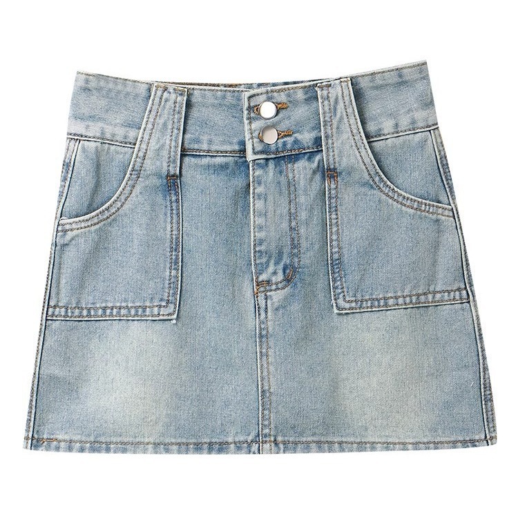 New women's short skirt summer new spicy girl retro denim skirt half skirt women's summer plus size A-line high waisted short skirt new desi