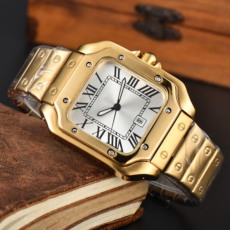Mens watch Business Wristwatch Rectangle Quartz luxury watch Waterproof Luminous Leather Casual Moda super clone watch