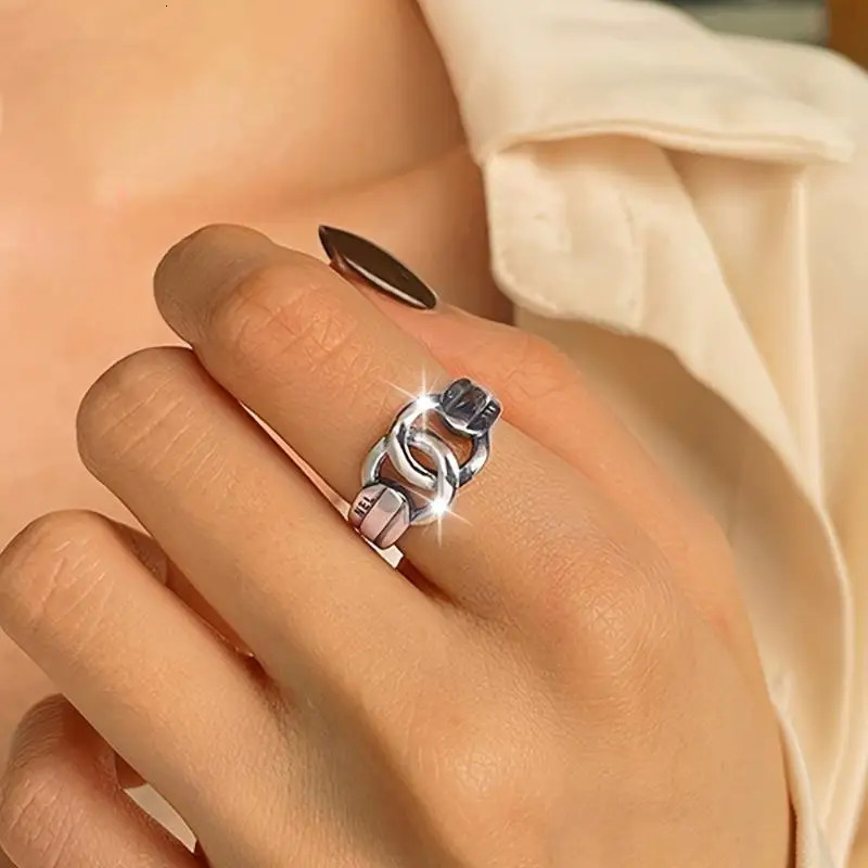 Antique Geometric Twist Ring Adjustable Hip Hop Jewelry for Women 250712
