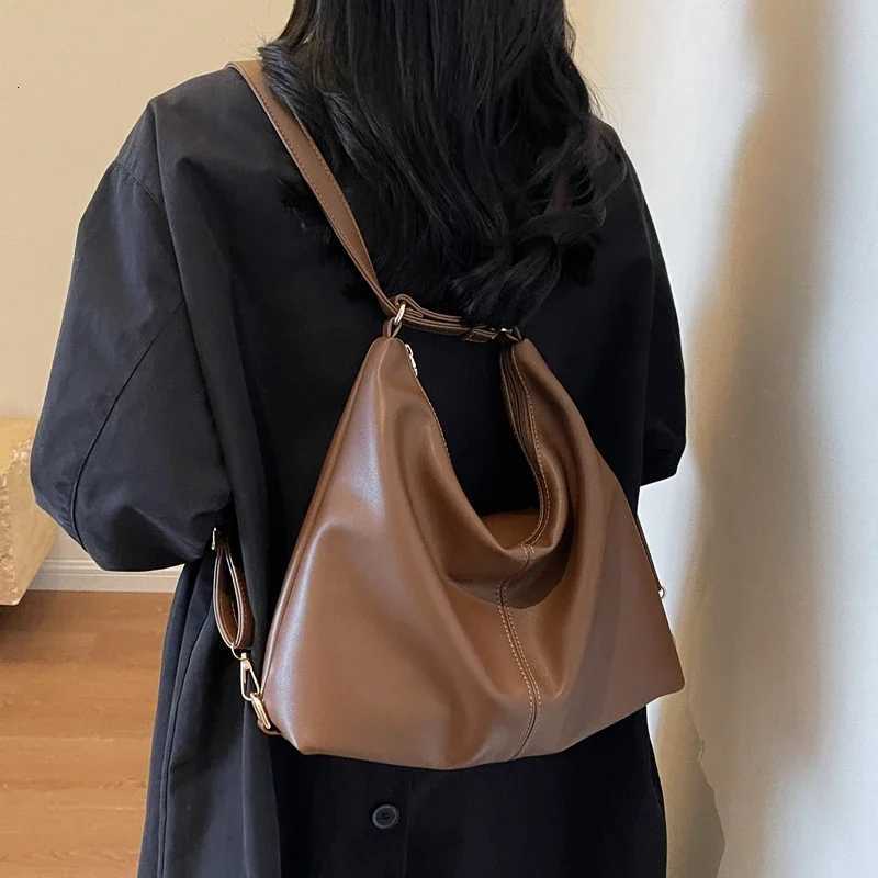 MOODS Shoulder Bags and Backpack Dual-use for Women Soft PU Leather Large Capacity Shopper Totes 2023 Winter New Luxury Handbags Y250718