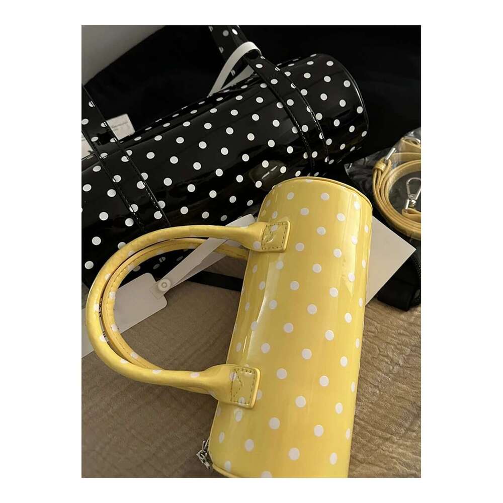 Korean Style Cute Polka Dot Round Cylinder Handbag Women's Unique Design Trendy Shoulder Bag Female Commuting Crossbody Bags